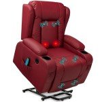 Red Power Lift Massage Recliner with USB Port