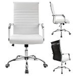 Adjustable White PU Leather Office Desk Chair