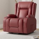 Red Power Lift Massage Recliner with USB Port