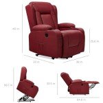 Red Power Lift Massage Recliner with USB Port