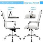 Adjustable White PU Leather Office Desk Chair