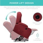 Red Power Lift Massage Recliner with USB Port