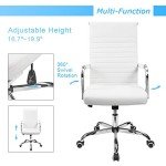 Adjustable White PU Leather Office Desk Chair