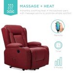 Red Power Lift Massage Recliner with USB Port