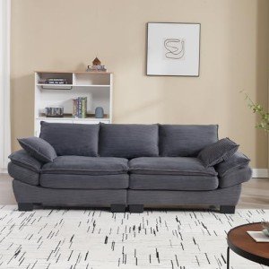 Cozy Gray Cloud Loveseat Sofa for Small Spaces