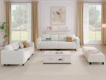 Beige L-Shaped Velvet Sectional Sofa with Ottoman