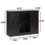 Farmhouse Coffee Bar Cabinet with Sliding Doors