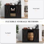 Farmhouse Coffee Bar Cabinet with Sliding Doors
