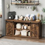 Shahoo Farmhouse Sideboard Buffet Cabinet with Barn Doors