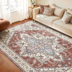 WITSHOCK 8x10 Vintage Washable Area Rug