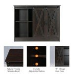 Farmhouse Coffee Bar Cabinet with Sliding Doors