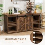 Shahoo Farmhouse Sideboard Buffet Cabinet with Barn Doors