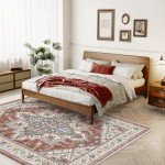 WITSHOCK 8x10 Vintage Washable Area Rug
