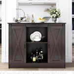Farmhouse Coffee Bar Cabinet with Sliding Doors