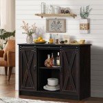 Farmhouse Coffee Bar Cabinet with Sliding Doors