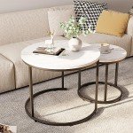 Round Nesting Coffee Table Set with Steel Frame