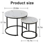 Round Nesting Coffee Table Set with Steel Frame
