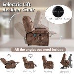 Large Power Lift Recliner with Massage and Heat