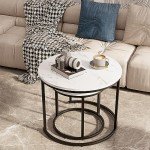 Round Nesting Coffee Table Set with Steel Frame