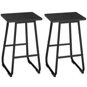 Set of 2 Industrial Bar Stools with Footrest