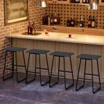Set of 2 Industrial Bar Stools with Footrest