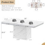 Modern 55-Inch White Faux Marble Dining Table
