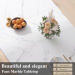 Modern 55-Inch White Faux Marble Dining Table