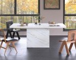 Modern 55-Inch White Faux Marble Dining Table