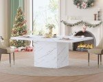 Modern 55-Inch White Faux Marble Dining Table