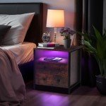 Tykacna 27" LED Night Stand with Charging Station