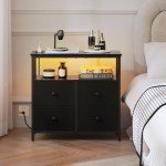 Yoobure Night Stand with Charging Station and Drawers