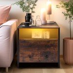 Tykacna 27" LED Night Stand with Charging Station