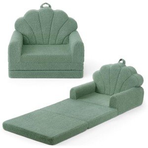 Kids 2-in-1 Soft Couch and Lounger in Green