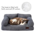 Cozy Gray Plush Pet Sofa Bed for Cats & Dogs