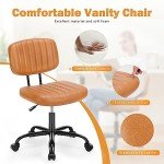 Comfy Armless Office Chair with Wheels and Lumbar Support