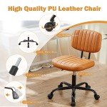 Comfy Armless Office Chair with Wheels and Lumbar Support