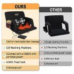 Heated Massage Reclining Stadium Seat with Power Bank