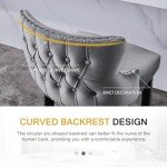 Set of 4 Grey Velvet Tufted Bar Stools