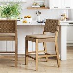 Mid-Century Modern Leather Bar Stool - 24