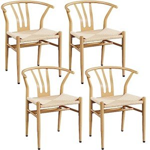 Set of 4 Mid-Century Modern Weave Dining Chairs
