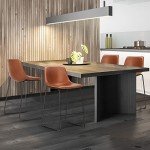 Industrial Faux Leather Bar Stools Set of 2