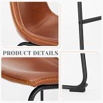 Industrial Faux Leather Bar Stools Set of 2