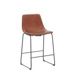Industrial Faux Leather Bar Stools Set of 2