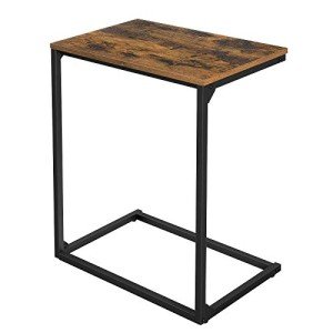 VASAGLE C Shape Rustic End Table in Brown/Black