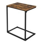 VASAGLE C Shape Rustic End Table in Brown/Black