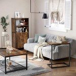 VASAGLE C Shape Rustic End Table in Brown/Black