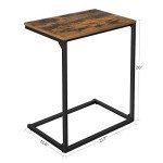 VASAGLE C Shape Rustic End Table in Brown/Black