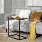 VASAGLE C Shape Rustic End Table in Brown/Black