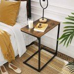VASAGLE C Shape Rustic End Table in Brown/Black