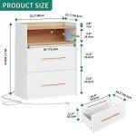 YITAHOME 2-Drawer File Cabinet with Charging Station